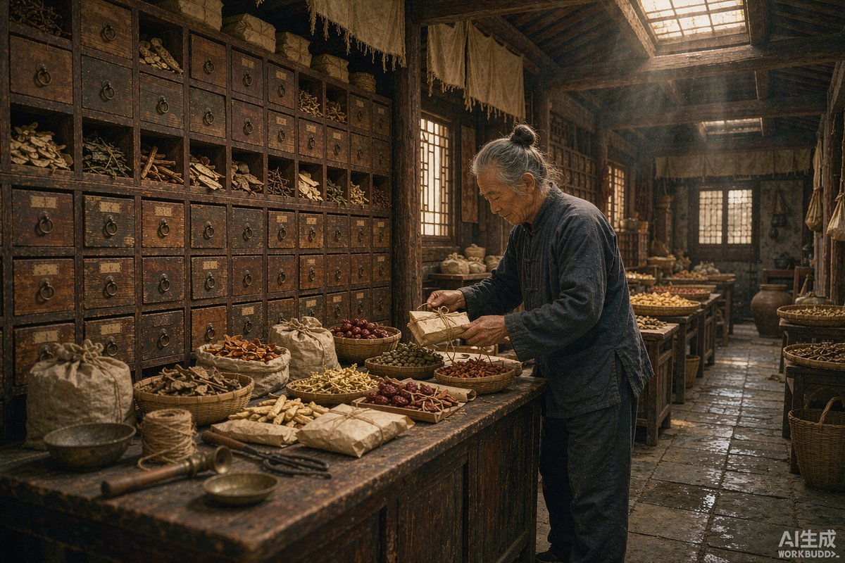 A traditional herb market in Bozhou's old town