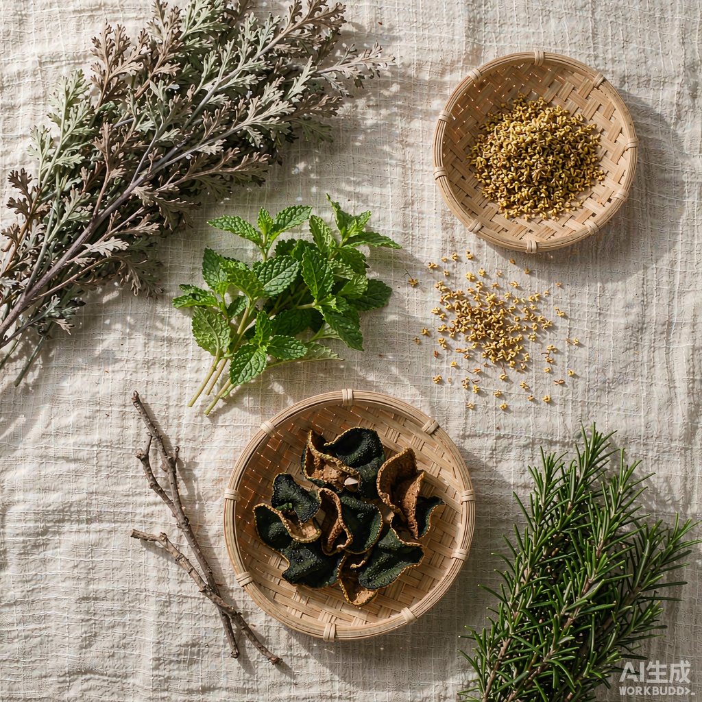 Flat lay of the sachet herbs